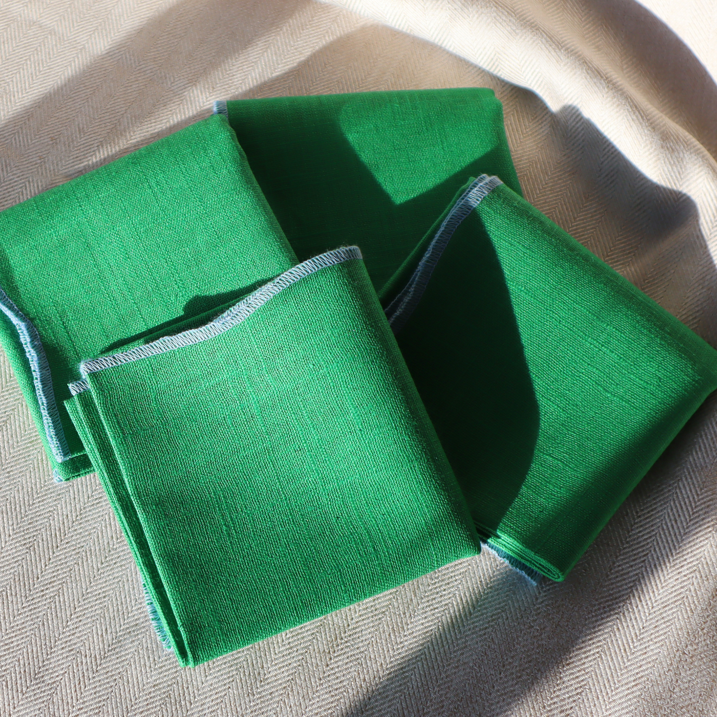 Linen Scalloped Napkins - Clover | Set of 4