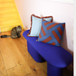Linen Frill Cushion | Periwinkle & Rust