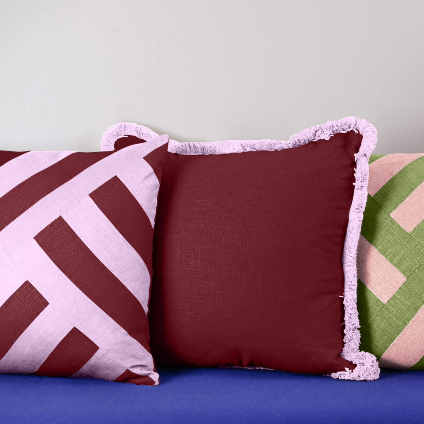 Linen Fringe Cushion | Fuchsia Hedgerow