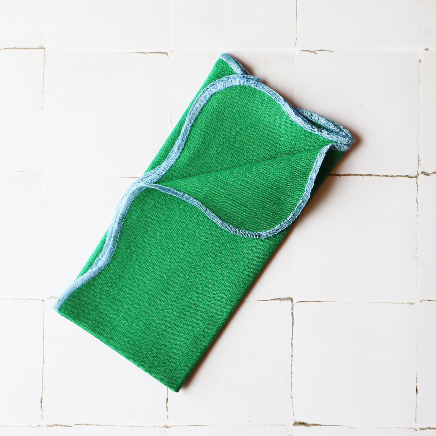 Linen Scalloped Napkins -  Clover | Set of 4