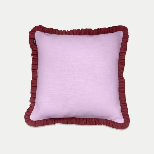 Linen Frill Cushion | Fuchsia Hedgerow