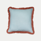 Linen Frill Cushion | Periwinkle & Rust
